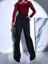"LUX LASH VS8125-1" fabric pants - BLACK